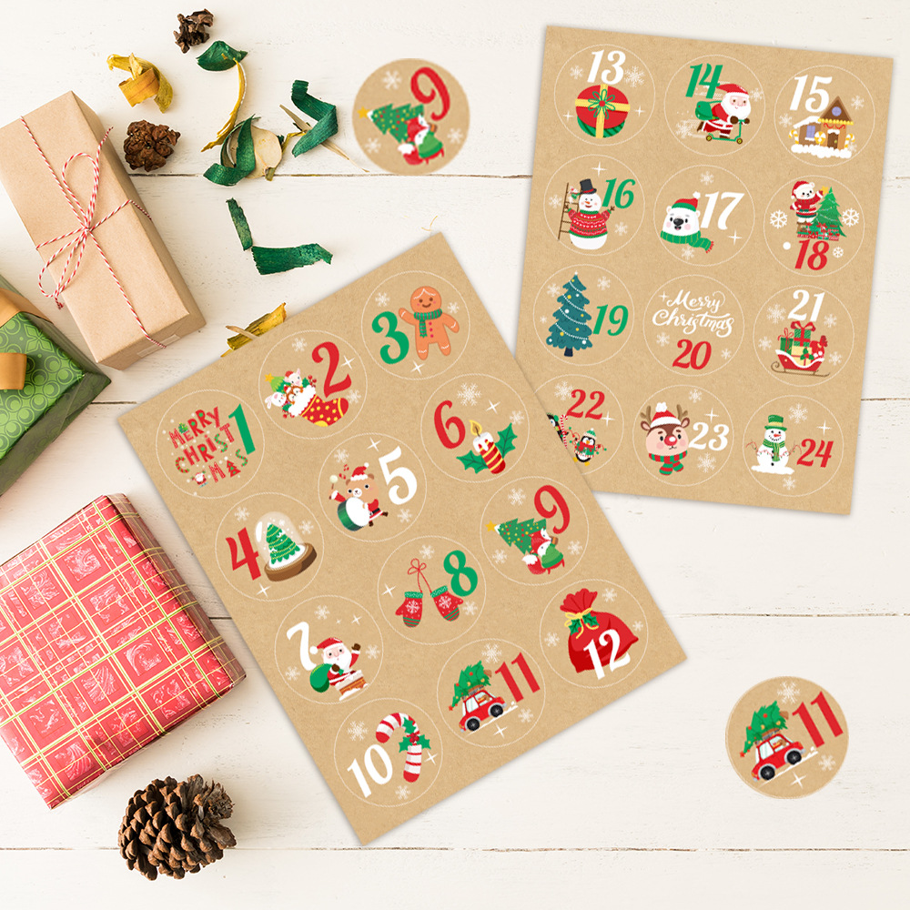 Advent Calendar Gift - 24 adesivi con numeri per calendario