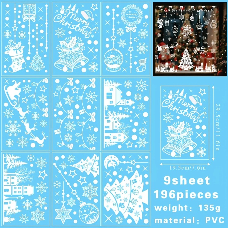 196 pezzi/9 fogli di adesivi s - Snowflake Window Decal recensione e prezzo